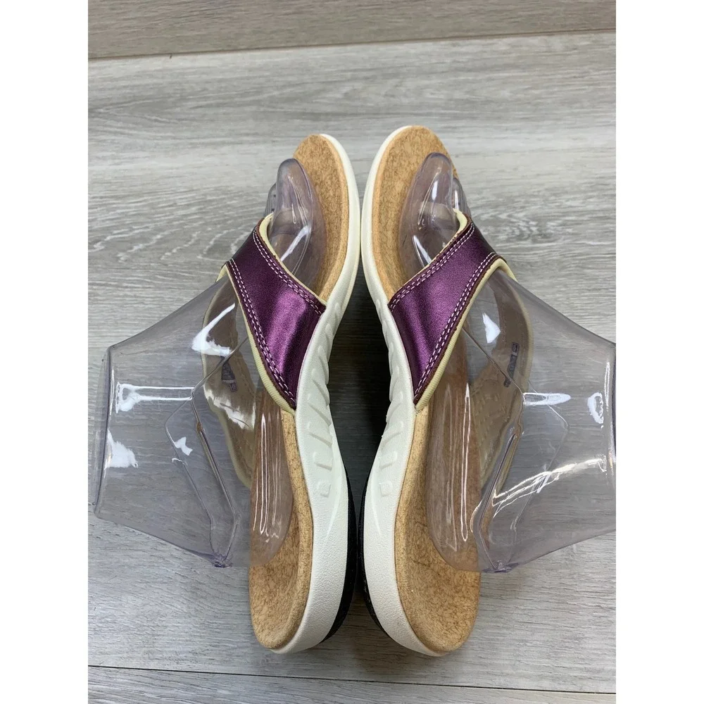 Spenco Kholo Metallic Purple Orthotic Flip Flop Sandals Women's 10 Casual Shoes